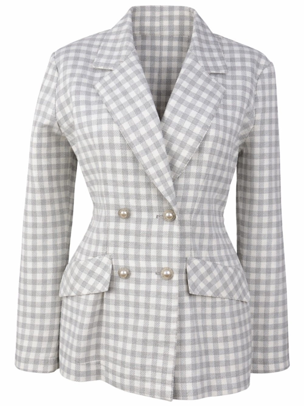 Vintage  90s La Belle Plaid Double Breasted Tailored Jacket – Pearl Buttons